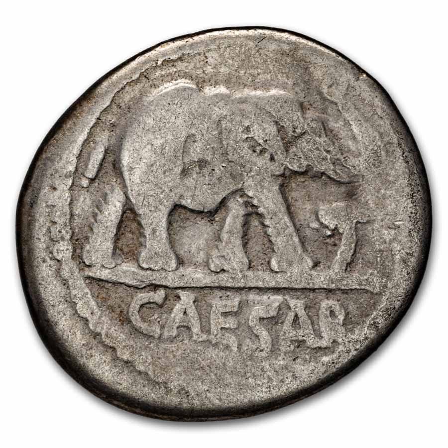 Roman Silver Denarius Julius Caesar Elephant (49-48 BC) Fine