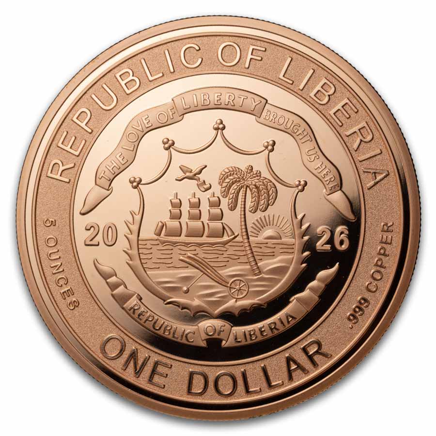 2026 Liberia 5 oz Copper Lady Justice (with COA)