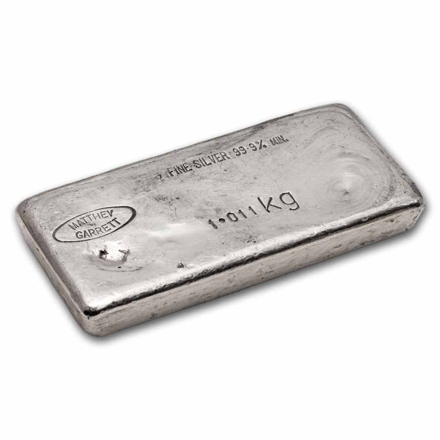 32.50 oz Silver Bar - Matthey Garrett (1,011 kg)