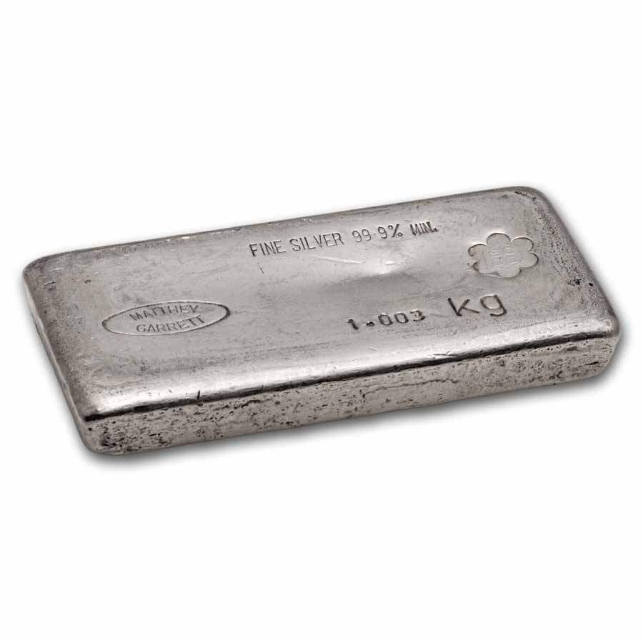 32.56 oz Silver Bar - Matthey Garrett (1,013 kg)