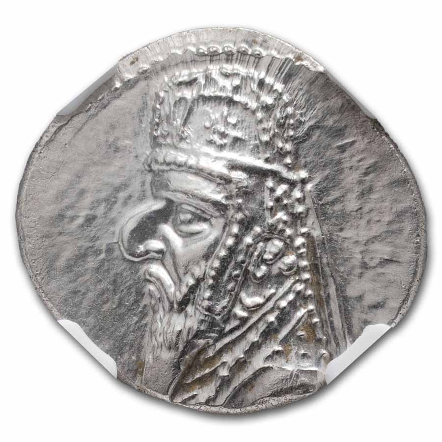 Parthian Empire AR Drachm Mithradates II (121-91 BC) MS NGC