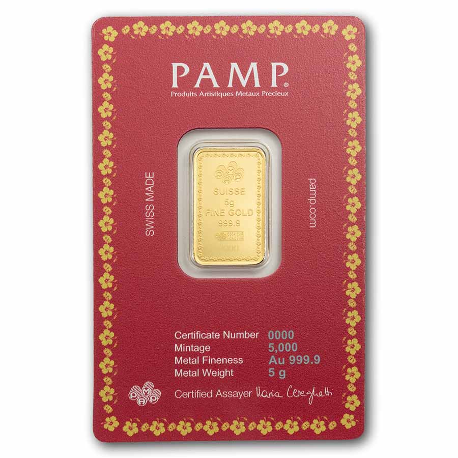 2026 5 gram Gold Bar - PAMP Lakshmi & The Sacred Cow (In Assay)