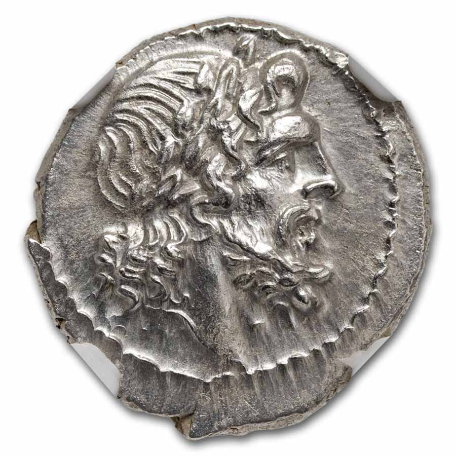 Roman Rep. AR Victoriatus Jupiter (211-208 BC) MS NGC (Cr-97a/1b)