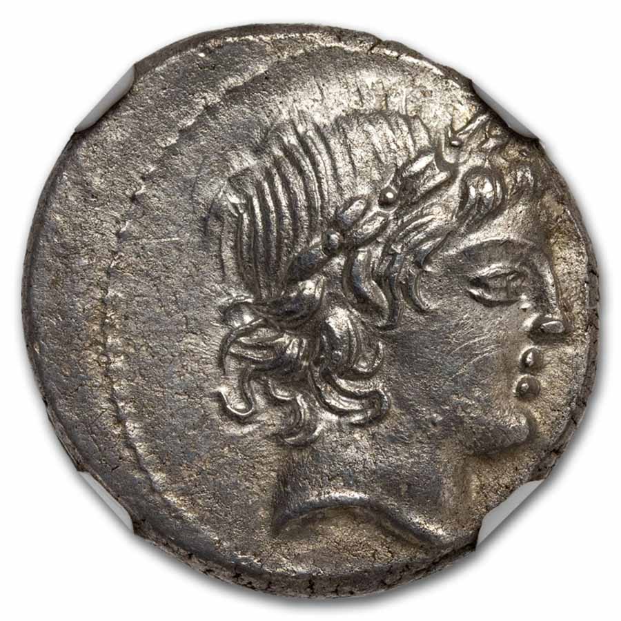 Roman Silver Denarius L. Censorinus Apollo (82 BC) AU NGC