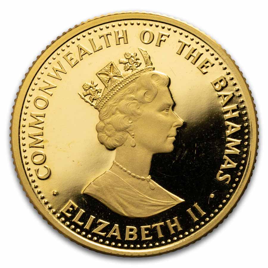 1987 Bahamas Proof Gold 100 Dollars Columbus