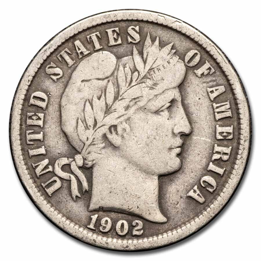 1902 Barber Dime Fine