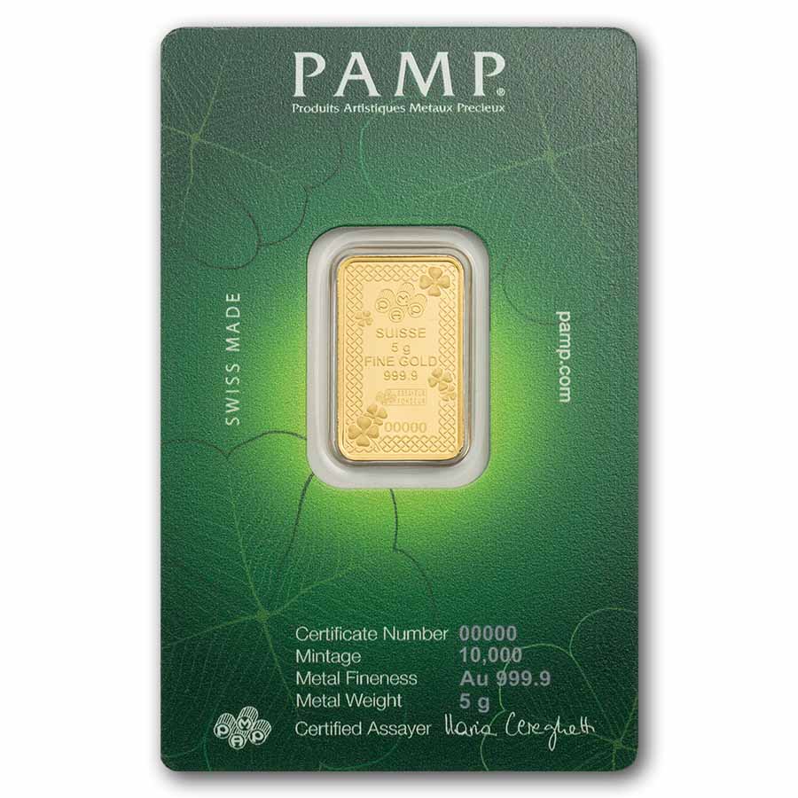 2026 5 gram Gold Bar - PAMP Suisse Lucky Clover (In Assay)