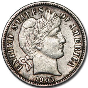 1903 Barber Dime AU