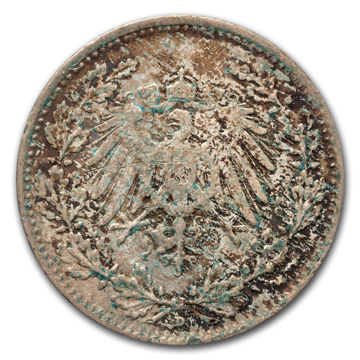 1905-1919 Germany Silver 1/2 Mark Avg Circ