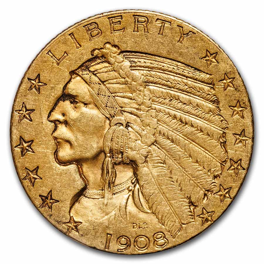 1908-D $5 Indian Gold Half Eagle XF