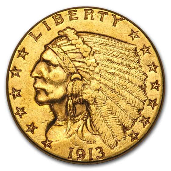 1913 $2.50 Indian Gold Quarter Eagle AU
