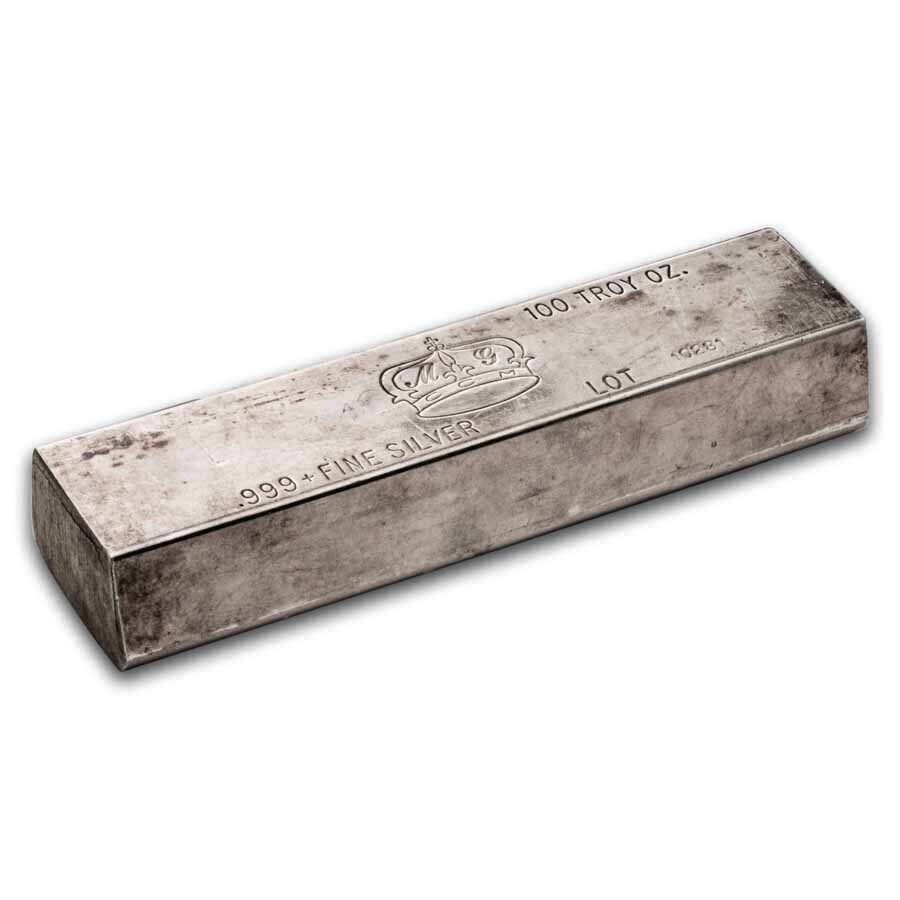 100 oz Silver Bar - MG Crown
