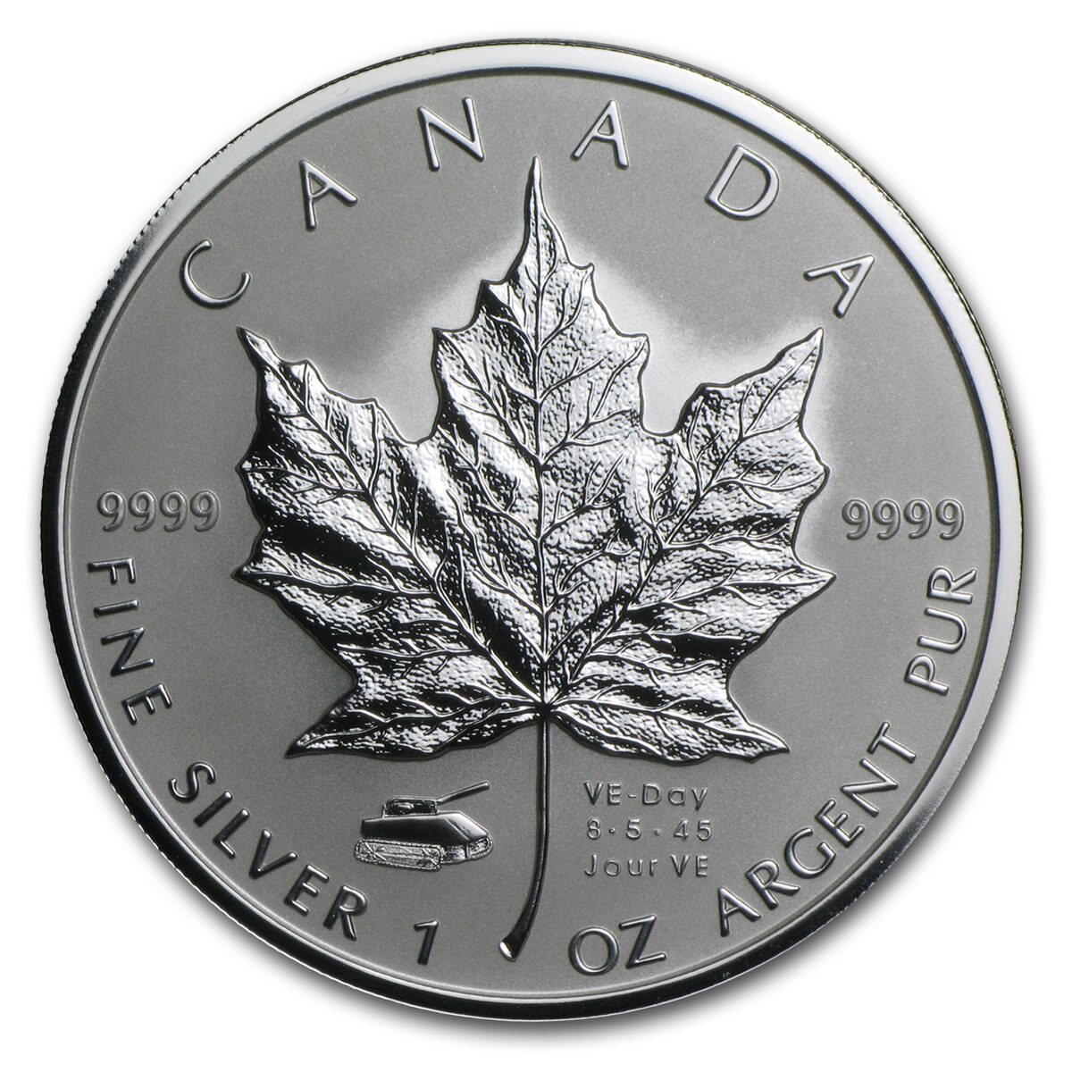 2005 Canada 1 oz Silver Maple Leaf VE-Day Tank Privy