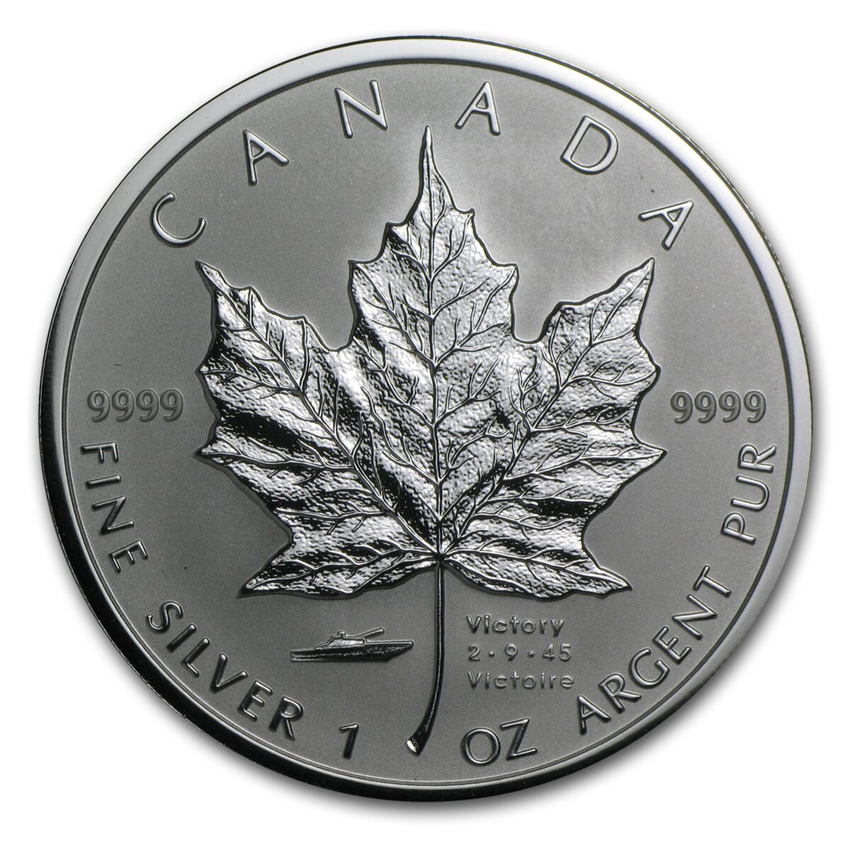 2005 Canada 1 oz Silver Maple Leaf VJ-Day Privy