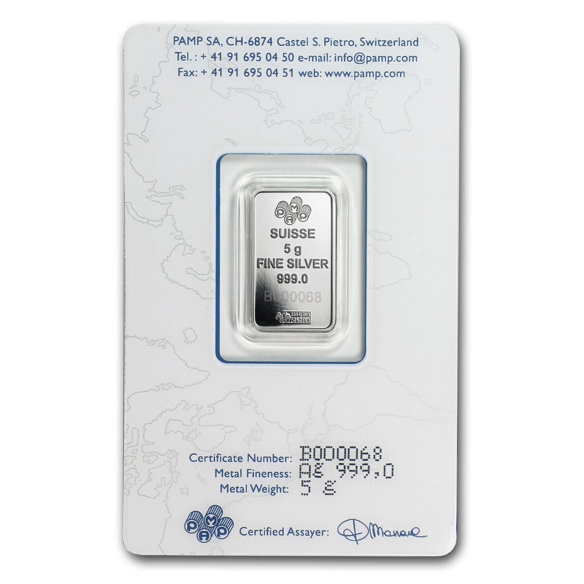 5 gram Silver Bar - PAMP Suisse (Fortuna, In Assay)