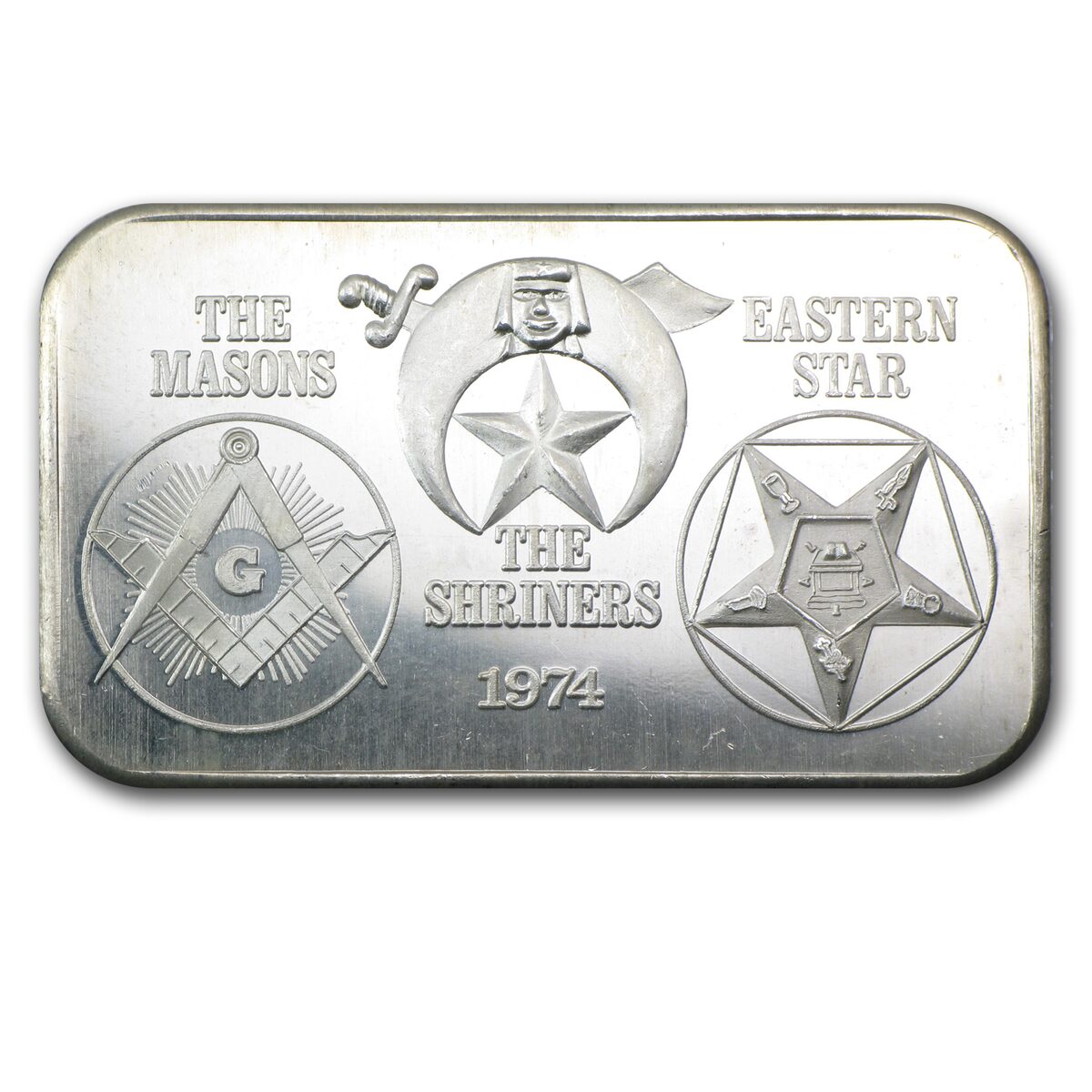 1 oz Silver Bar - 1974 Masons/Shriners/Eastern Star