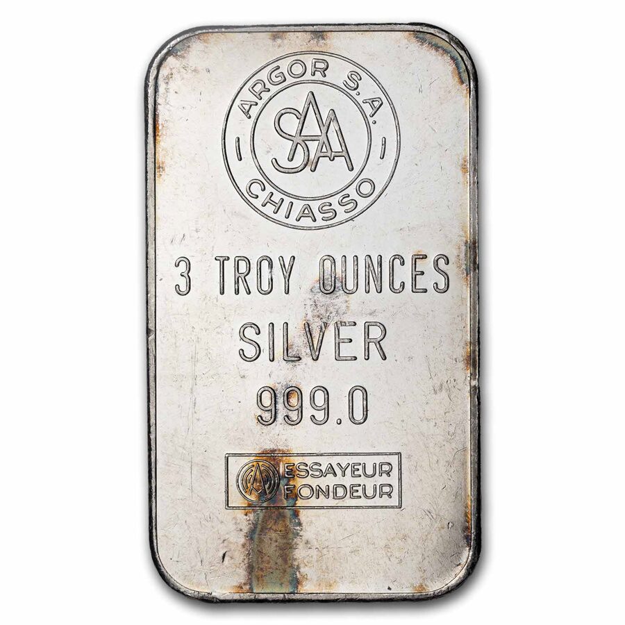 3 oz Silver Bar - Argor S. A. Chiasso