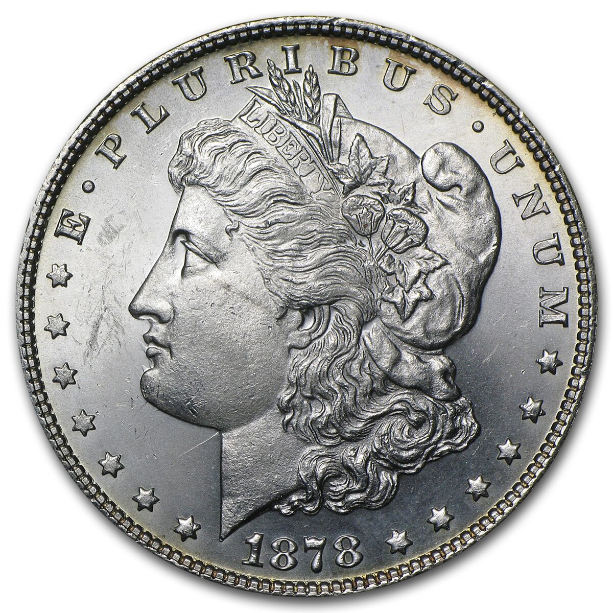 1878 Morgan Dollar 7/8 Tailfeathers BU