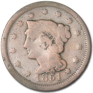 1851 Large Cent VG