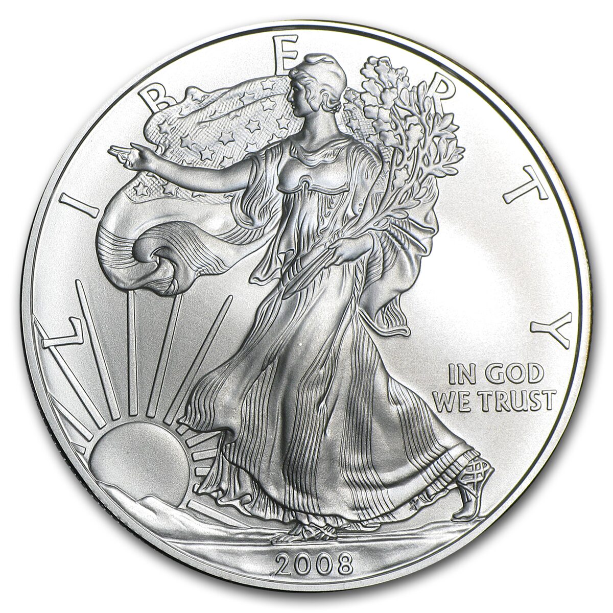 2008-W Burnished American Silver Eagle (Rev '07, w/Box & COA)