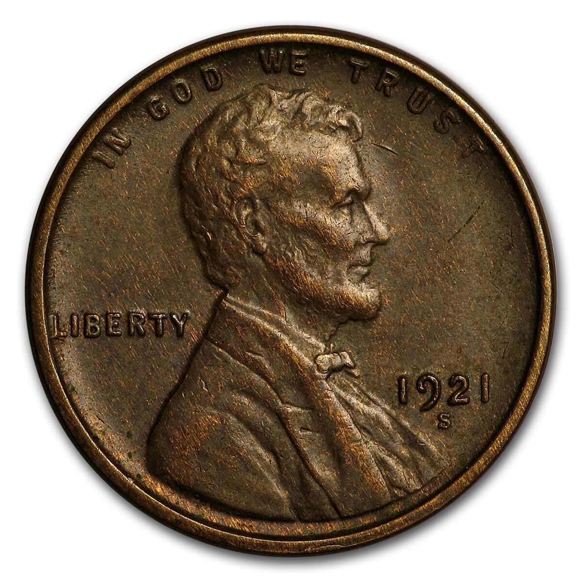 1921-S Lincoln Cent AU