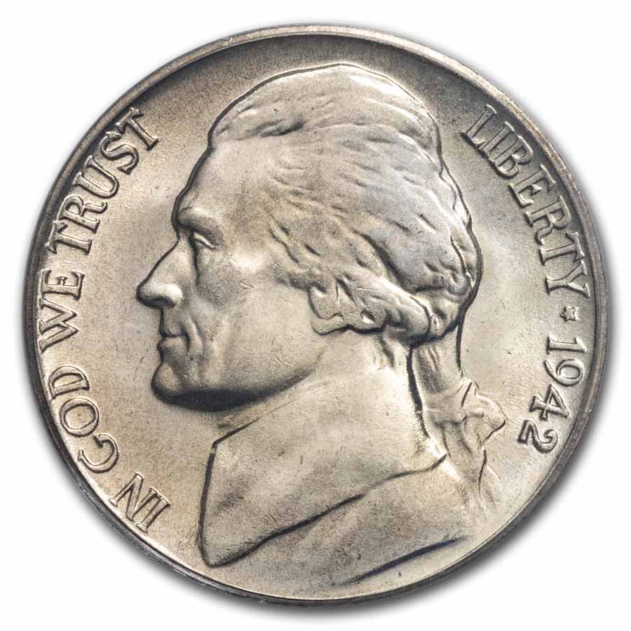 1942-P Silver Jefferson Nickel Type-2 MS-66 PCGS