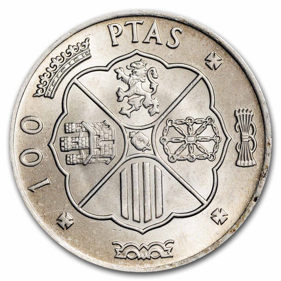 1966-1970 Spain Silver 100 Pesetas Francisco Franco Avg Circ