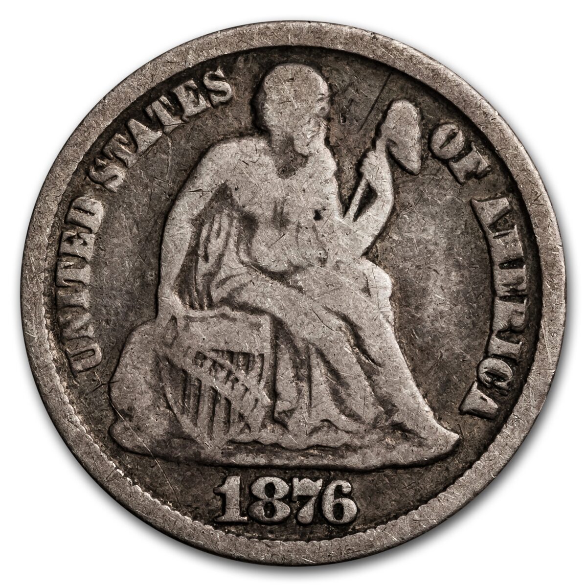 1876-CC Liberty Seated Dime VG