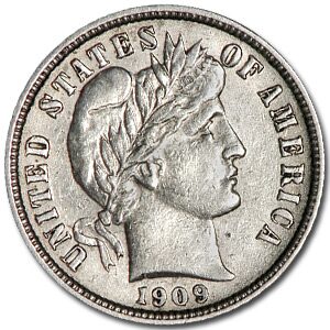 1909 Barber Dime AU