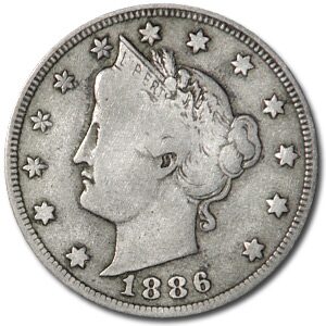1886 Liberty Head V Nickel Fine