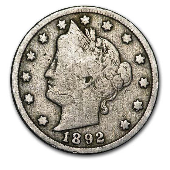 1892 Liberty Head V Nickel VG