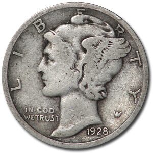 1928-D Mercury Dime Fine