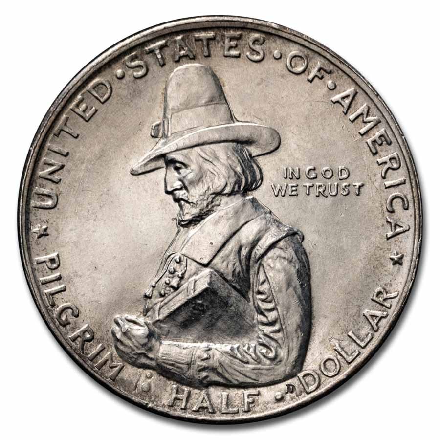 1920 Pilgrim Tercentenary Half BU Details (Cleaned)
