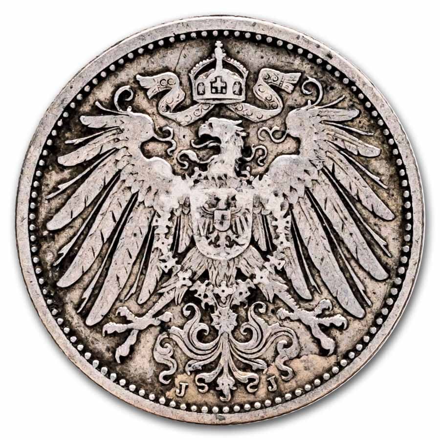 1891-1916 Germany Silver 1 Mark Avg Circ