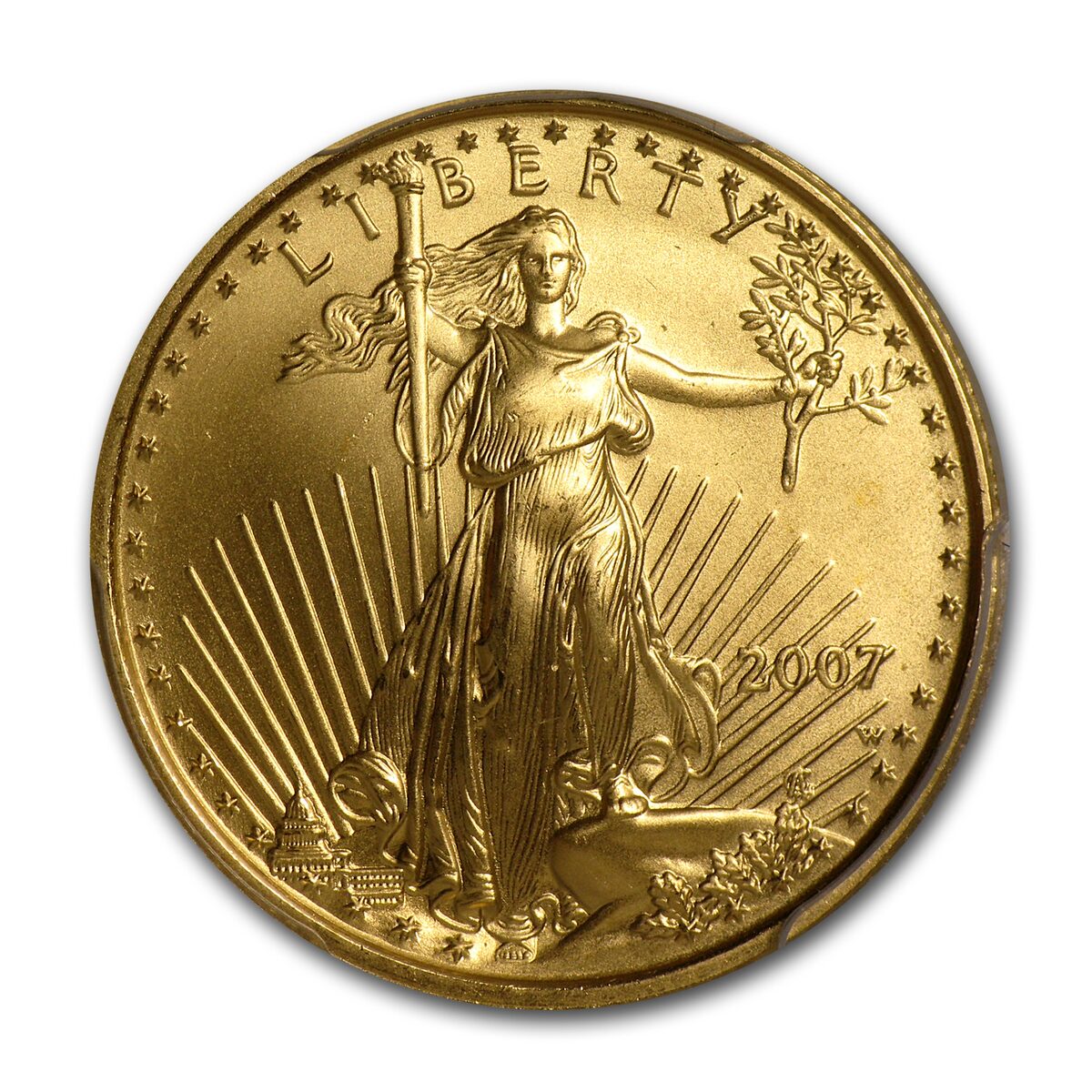 2007-W 1/4 oz Burnished American Gold Eagle MS/SP-69 PCGS