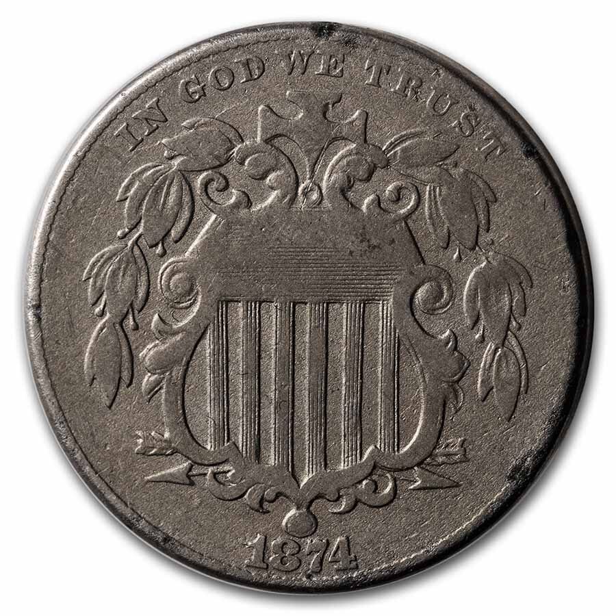 1874 Shield Nickel VG