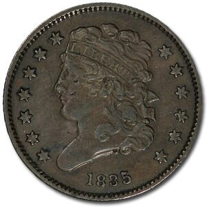 1835 Half Cent XF Details