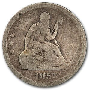 1857 Liberty Seated Quarter Good