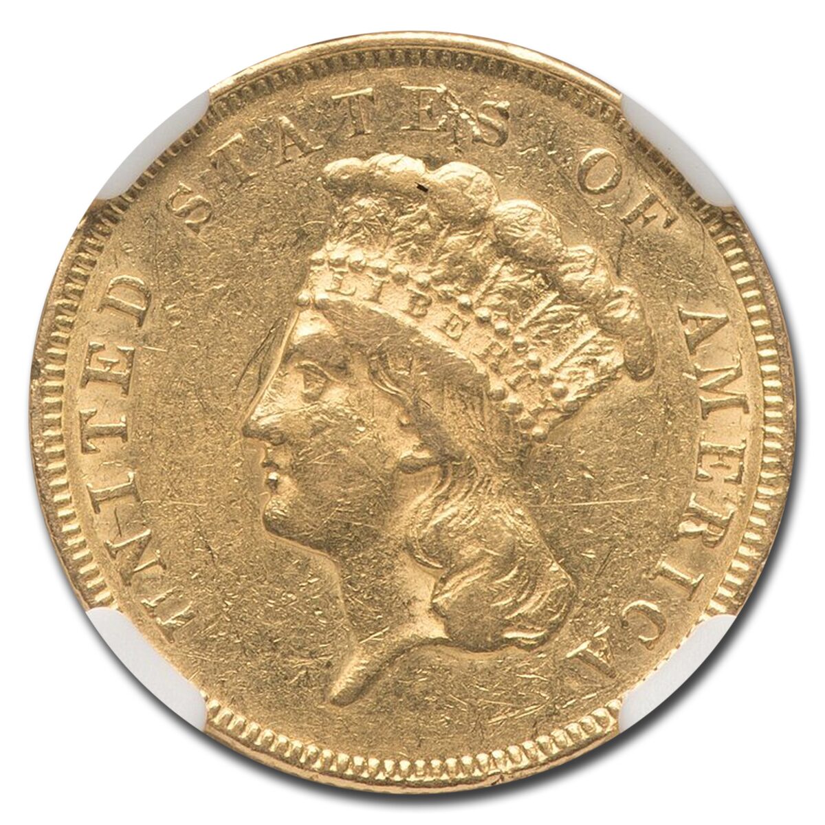 1855 $3 Gold Princess AU-53 NGC