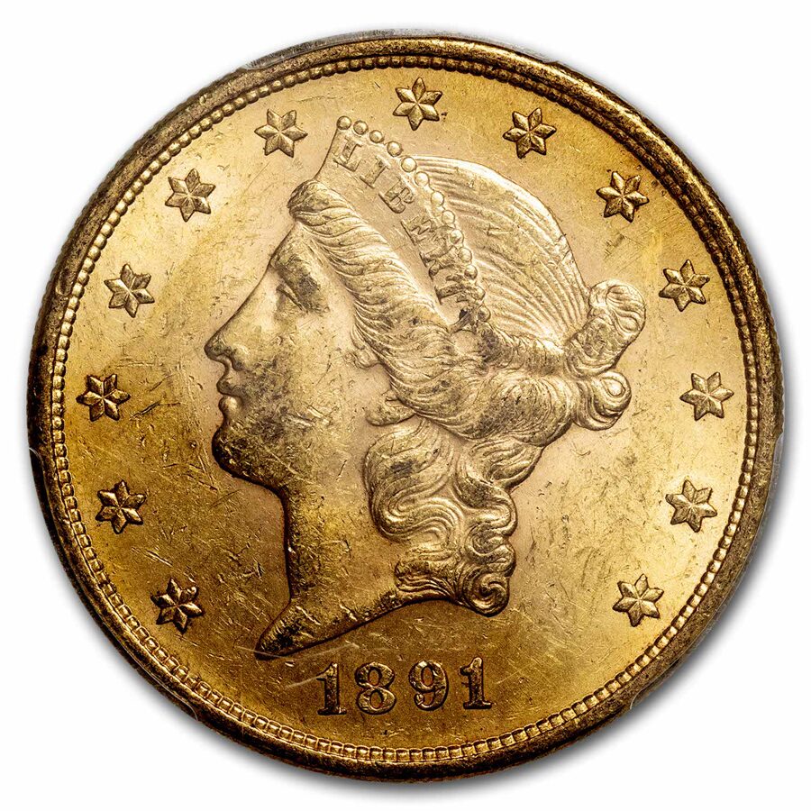 1891-S $20 Liberty Gold Double Eagle MS-61 PCGS