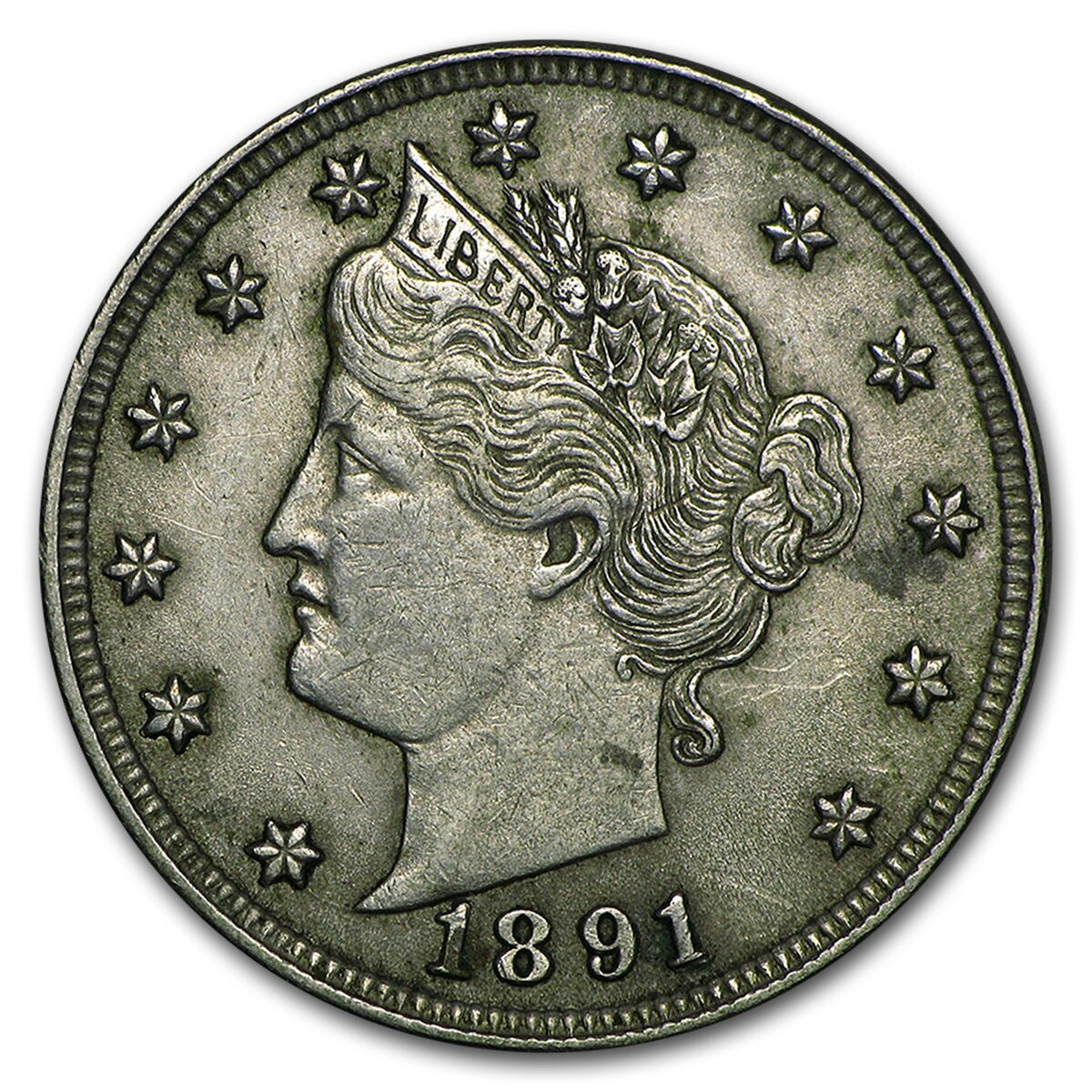 1891 Liberty Head V Nickel XF