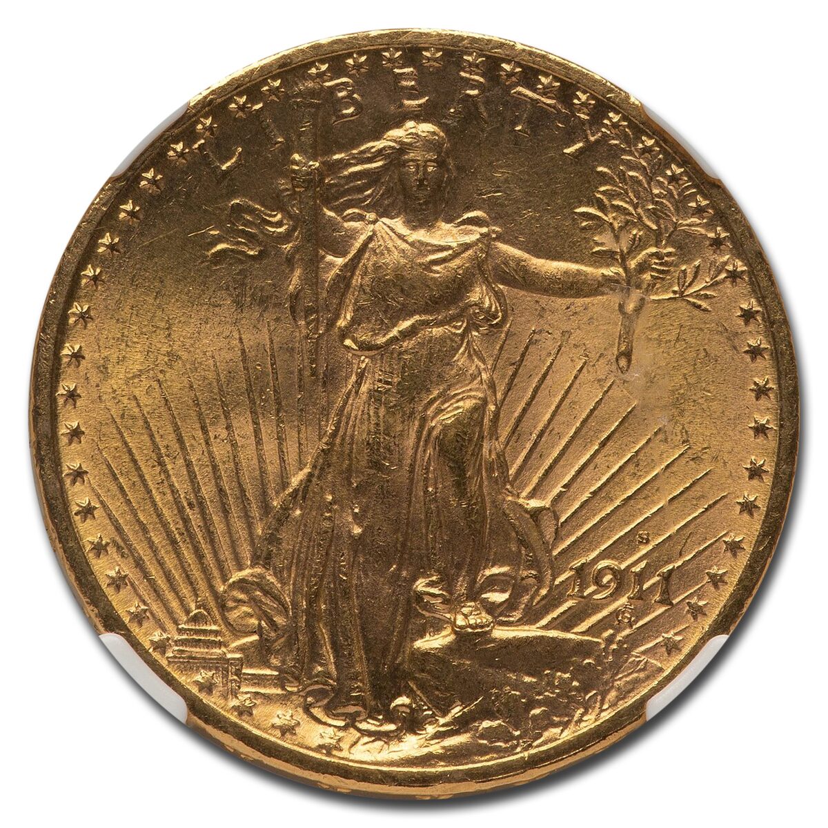 1911-S $20 St Gaudens Gold Double Eagle MS-64 NGC