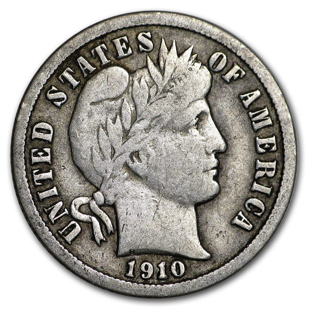 1910 Barber Dime Fine