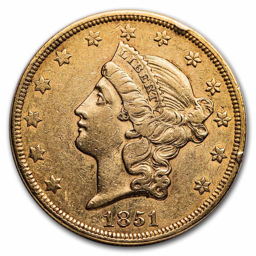 1851 $20 Liberty Gold Double Eagle XF