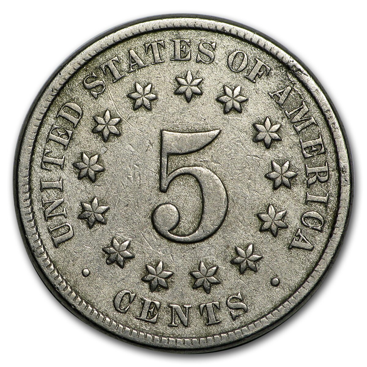1873 Shield Nickel Open 3 VF