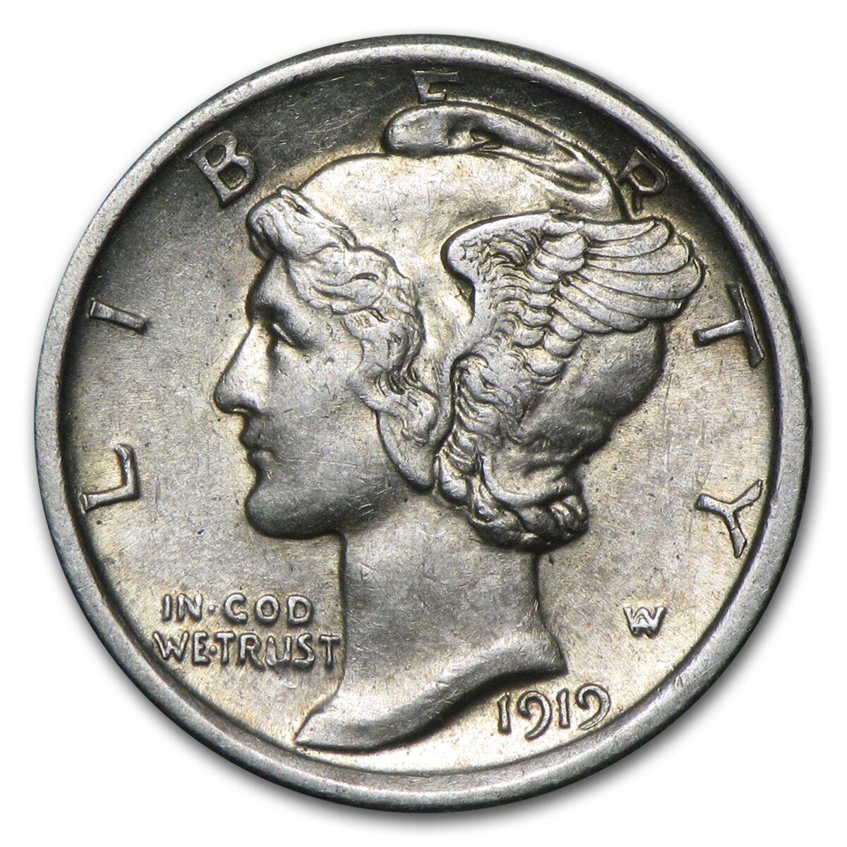1919 Mercury Dime AU