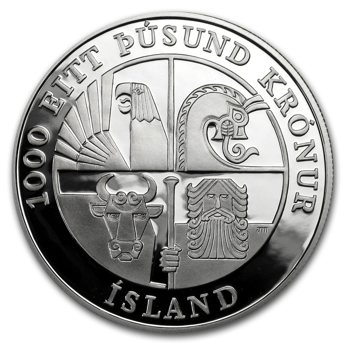 2000 Iceland Leif Ericson 1,000 Kronur Silver Proof (w/Box & COA)