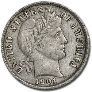 1901 Barber Dime XF