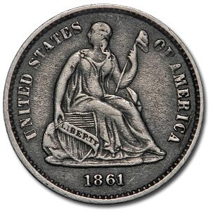 1861 Liberty Seated Half Dime XF