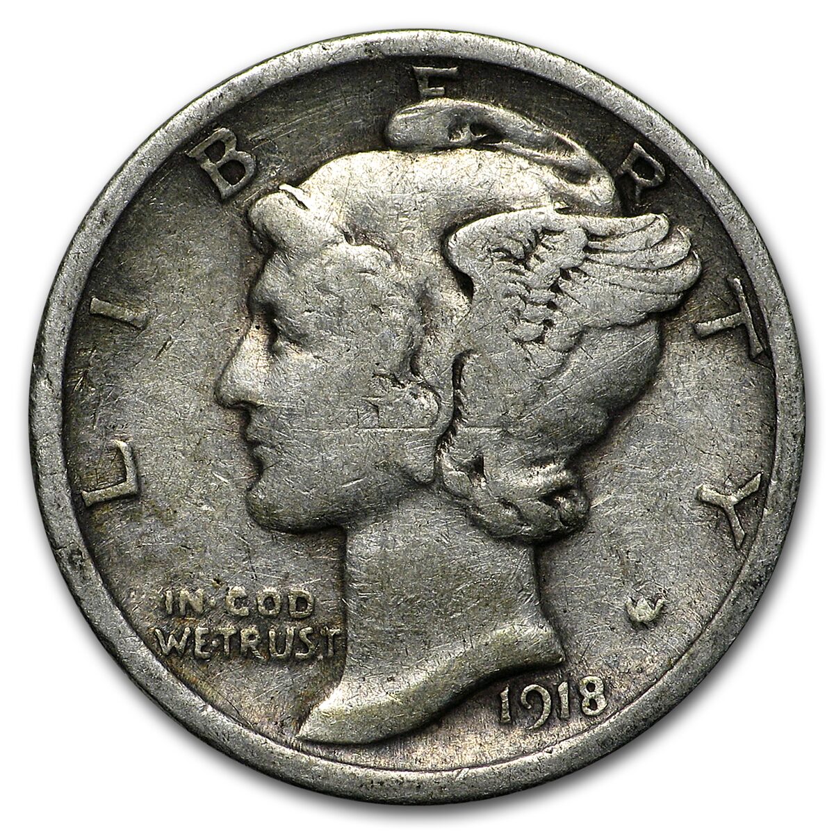 1918 Mercury Dime Fine